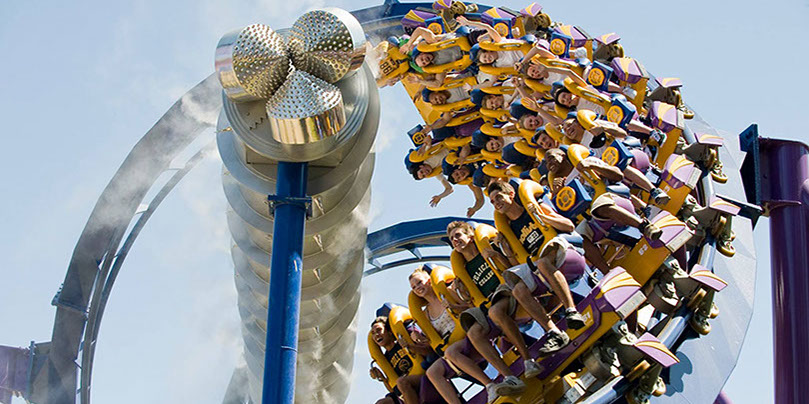 Group on Coaster at Six Flaggs, Great Adventure Group on a Coaster at Six Flags, Great Adventure.